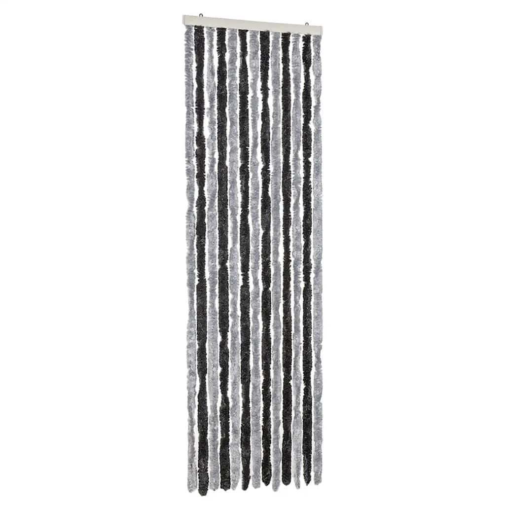 flueforhæng 56x200 cm chenille grå og sort