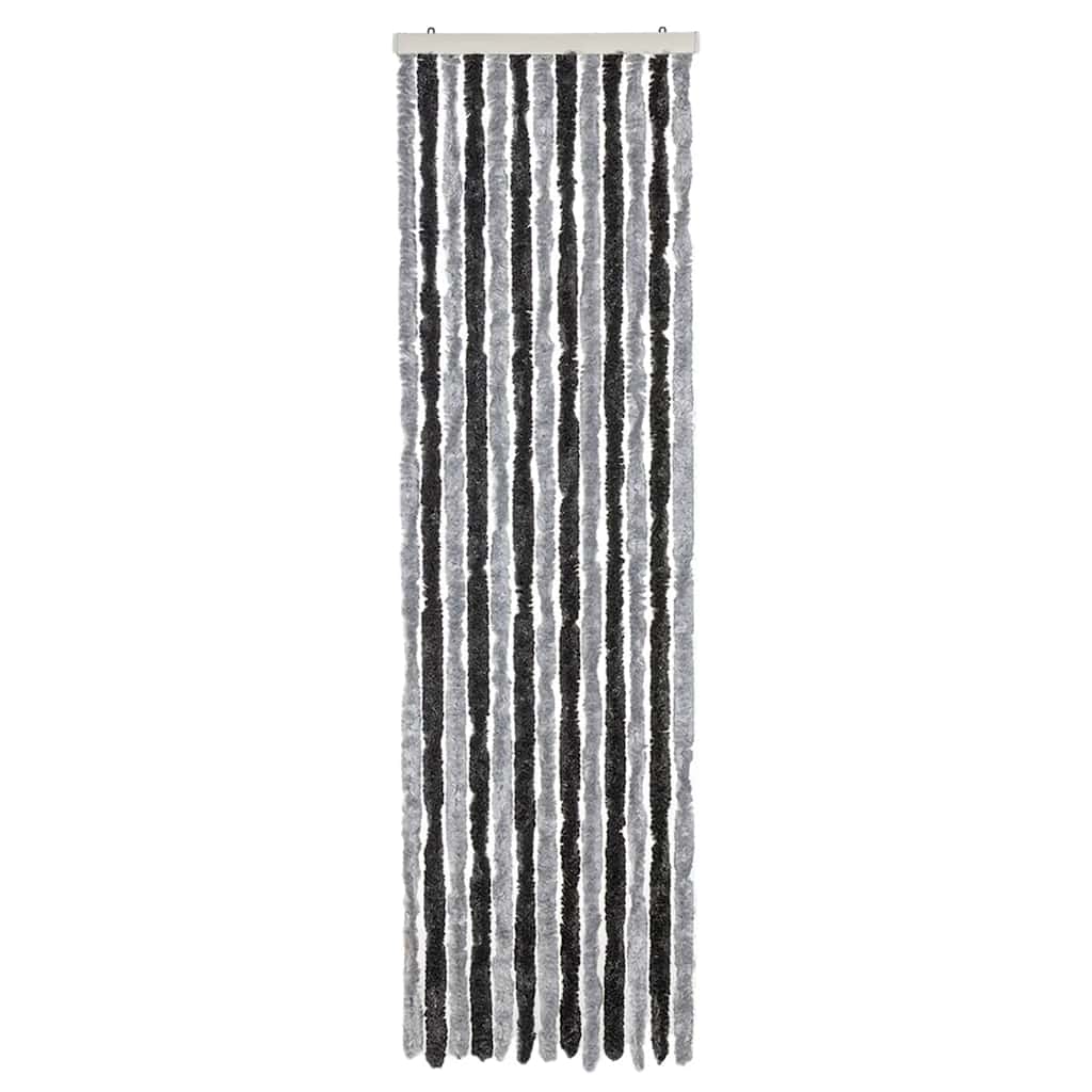 flueforhæng 56x200 cm chenille grå og sort