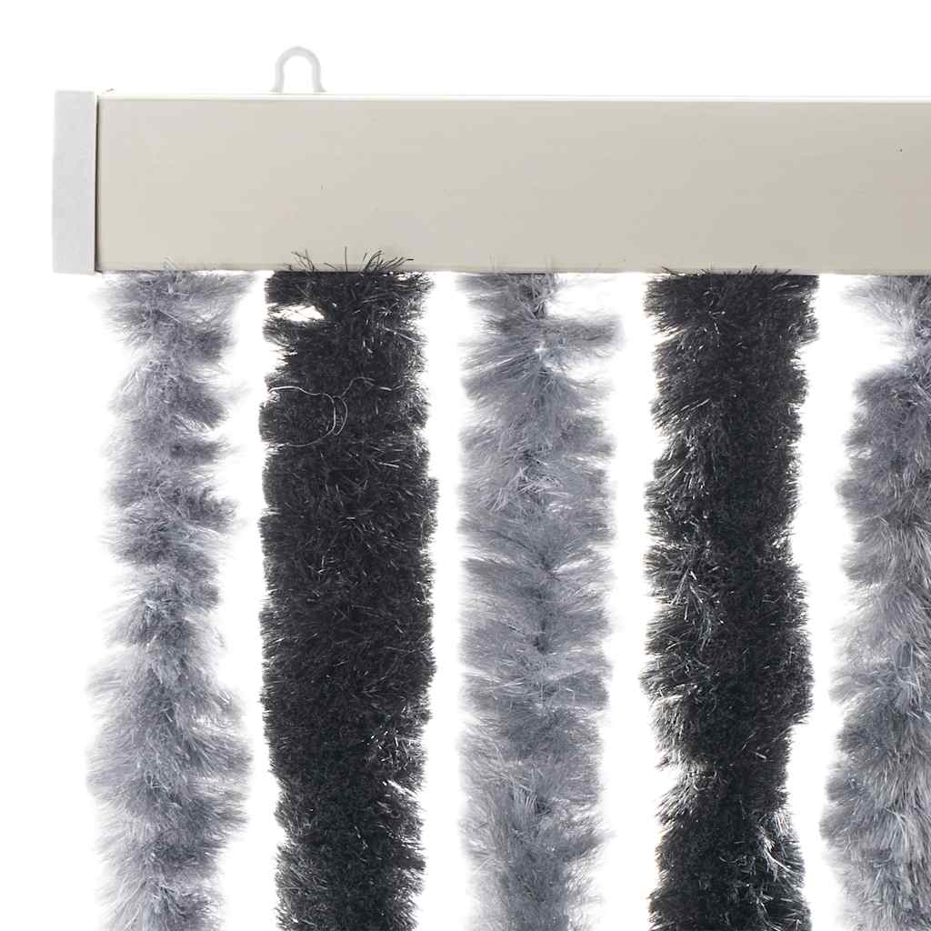 flueforhæng 56x200 cm chenille grå og sort