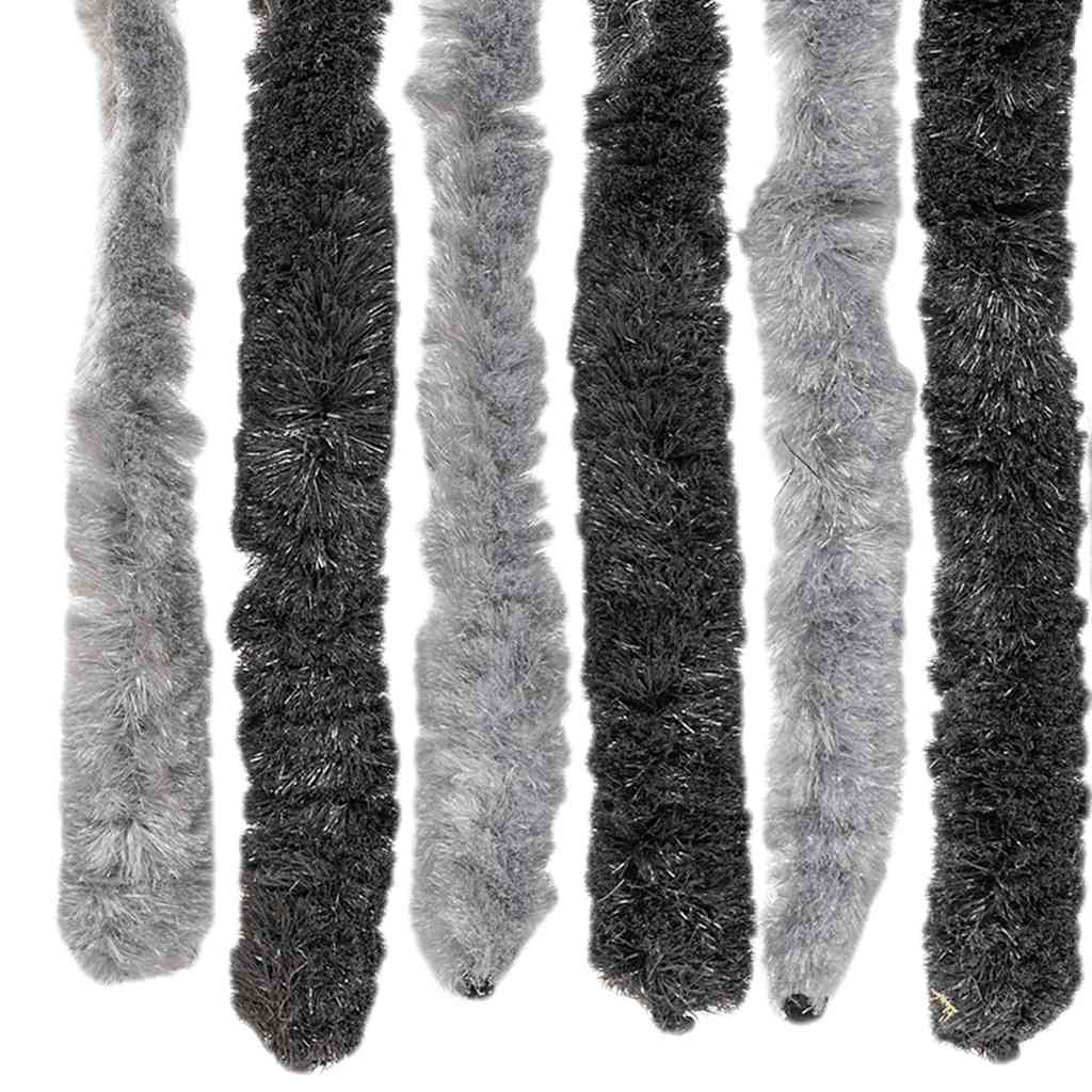 flueforhæng 56x200 cm chenille grå og sort