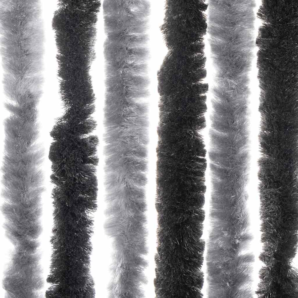 flueforhæng 56x200 cm chenille grå og sort