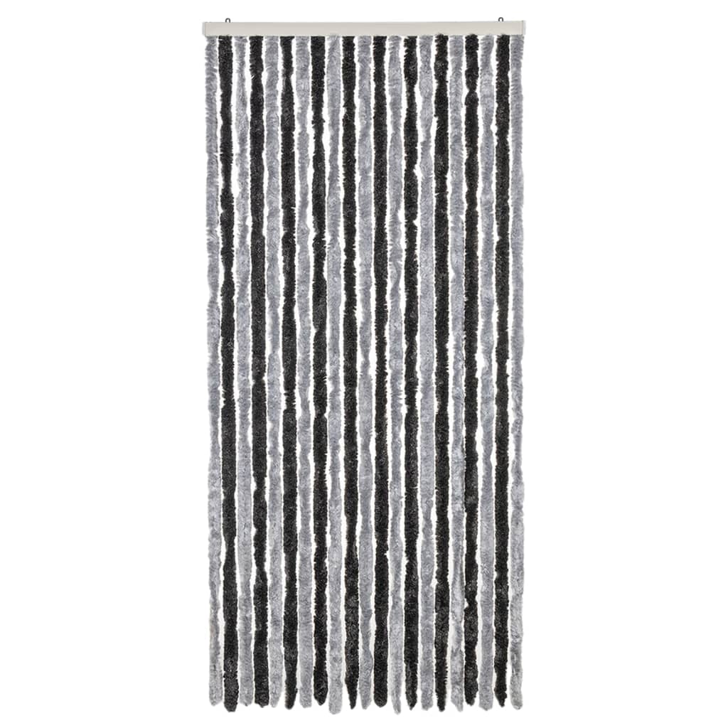 flueforhæng 90x200 cm chenille grå og sort