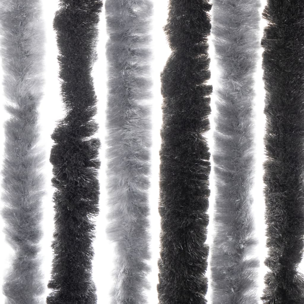 flueforhæng 90x200 cm chenille grå og sort