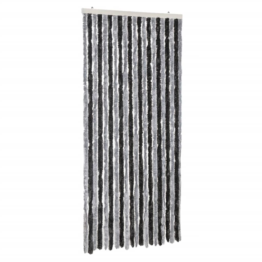 flueforhæng 90x220 cm chenille grå og sort