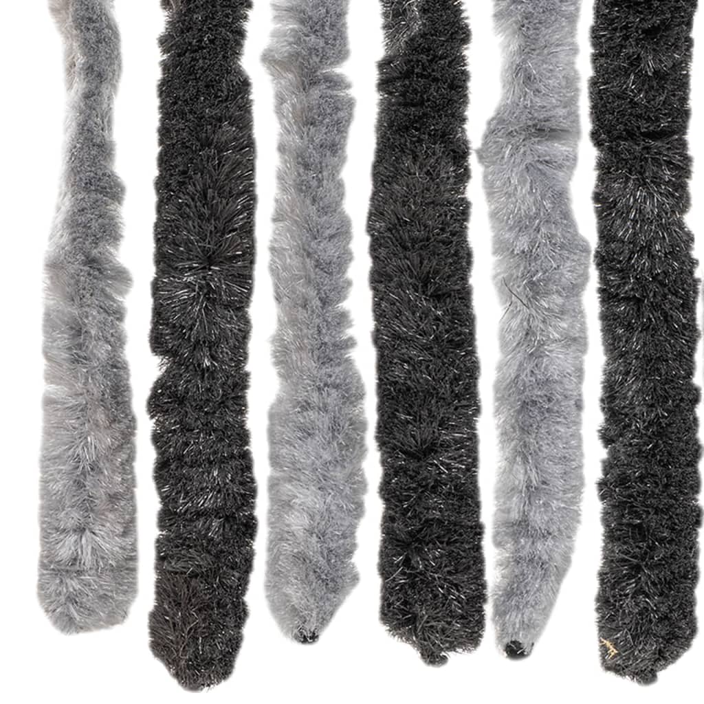 flueforhæng 90x220 cm chenille grå og sort