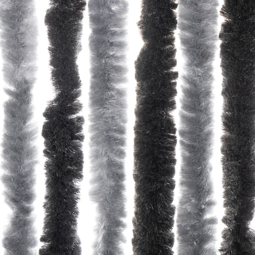 flueforhæng 90x220 cm chenille grå og sort