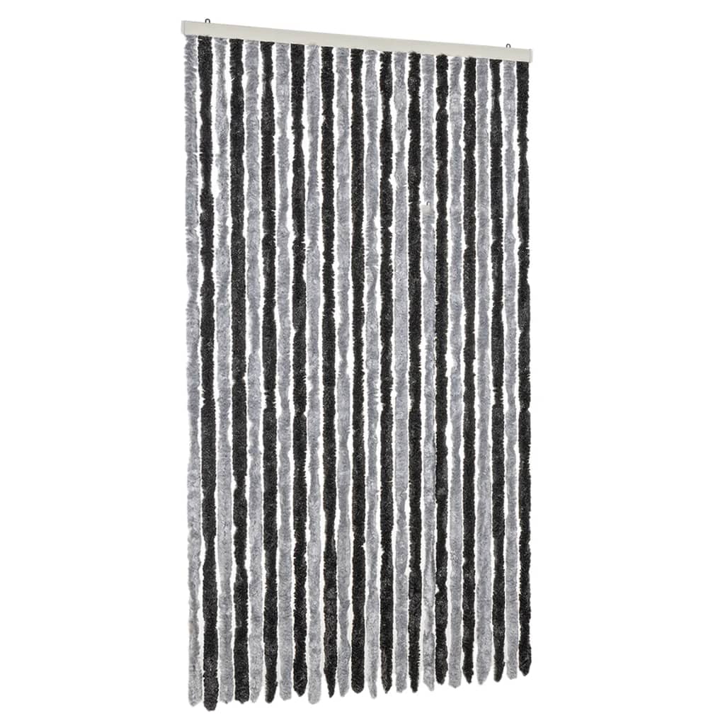 flueforhæng 100x200 cm chenille grå og sort
