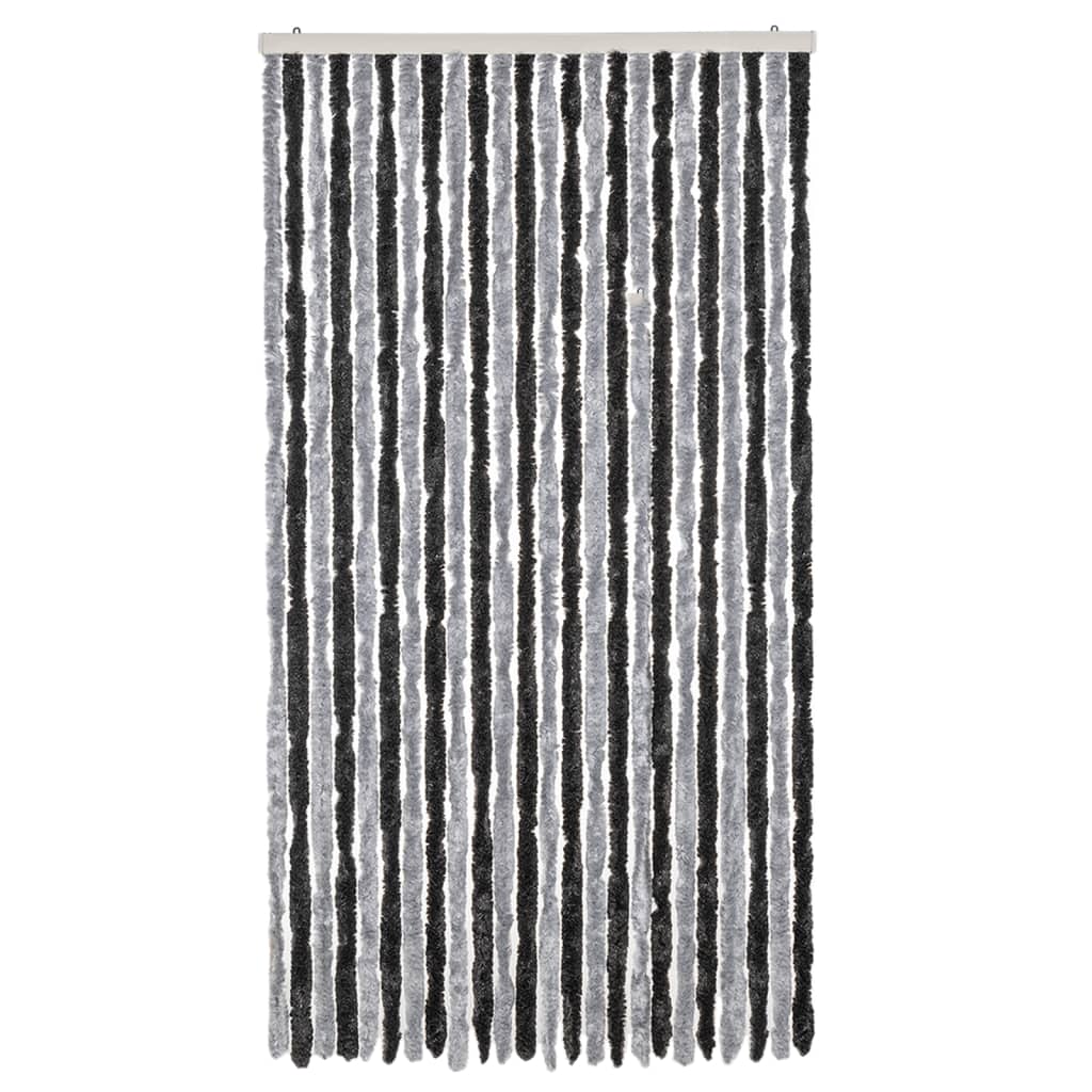 flueforhæng 100x200 cm chenille grå og sort