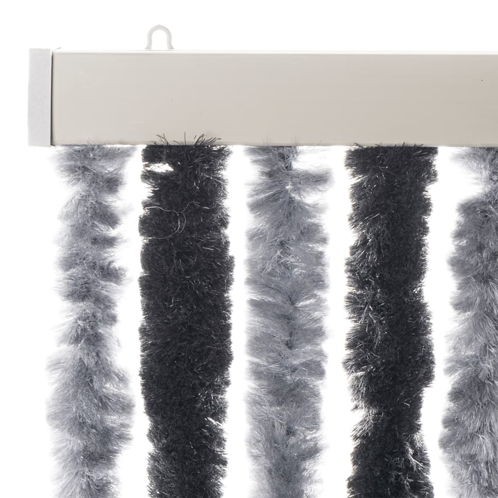 flueforhæng 100x200 cm chenille grå og sort