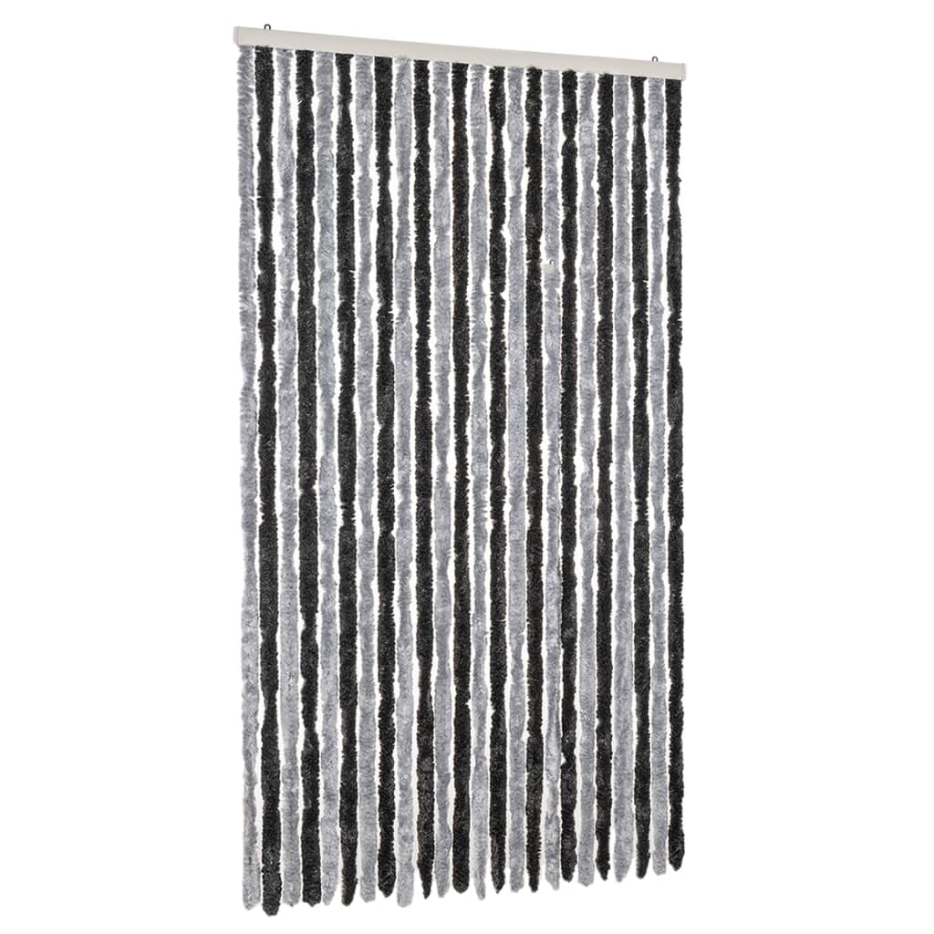 flueforhæng 100x220 cm chenille grå og sort