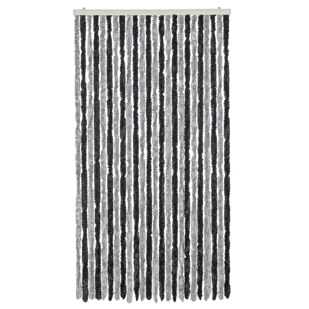 flueforhæng 100x220 cm chenille grå og sort