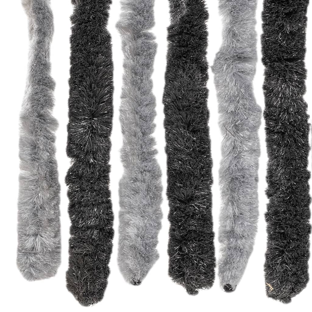 flueforhæng 100x220 cm chenille grå og sort