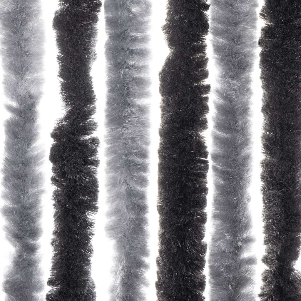 flueforhæng 100x220 cm chenille grå og sort