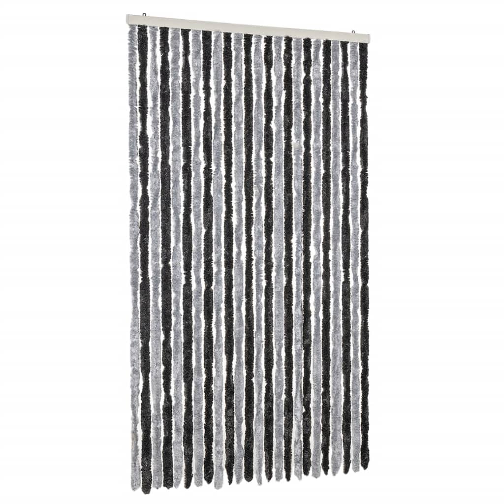 flueforhæng 100x230 cm chenille grå og sort