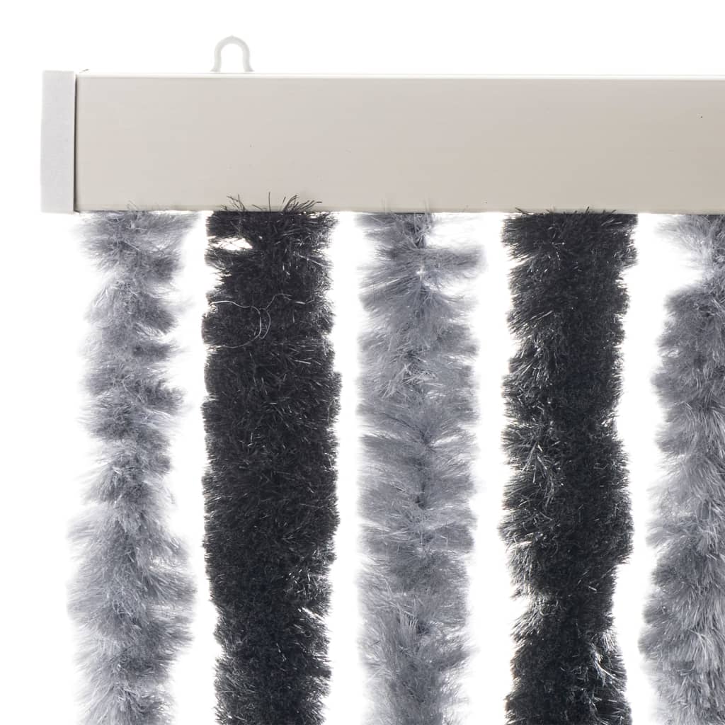 flueforhæng 100x230 cm chenille grå og sort
