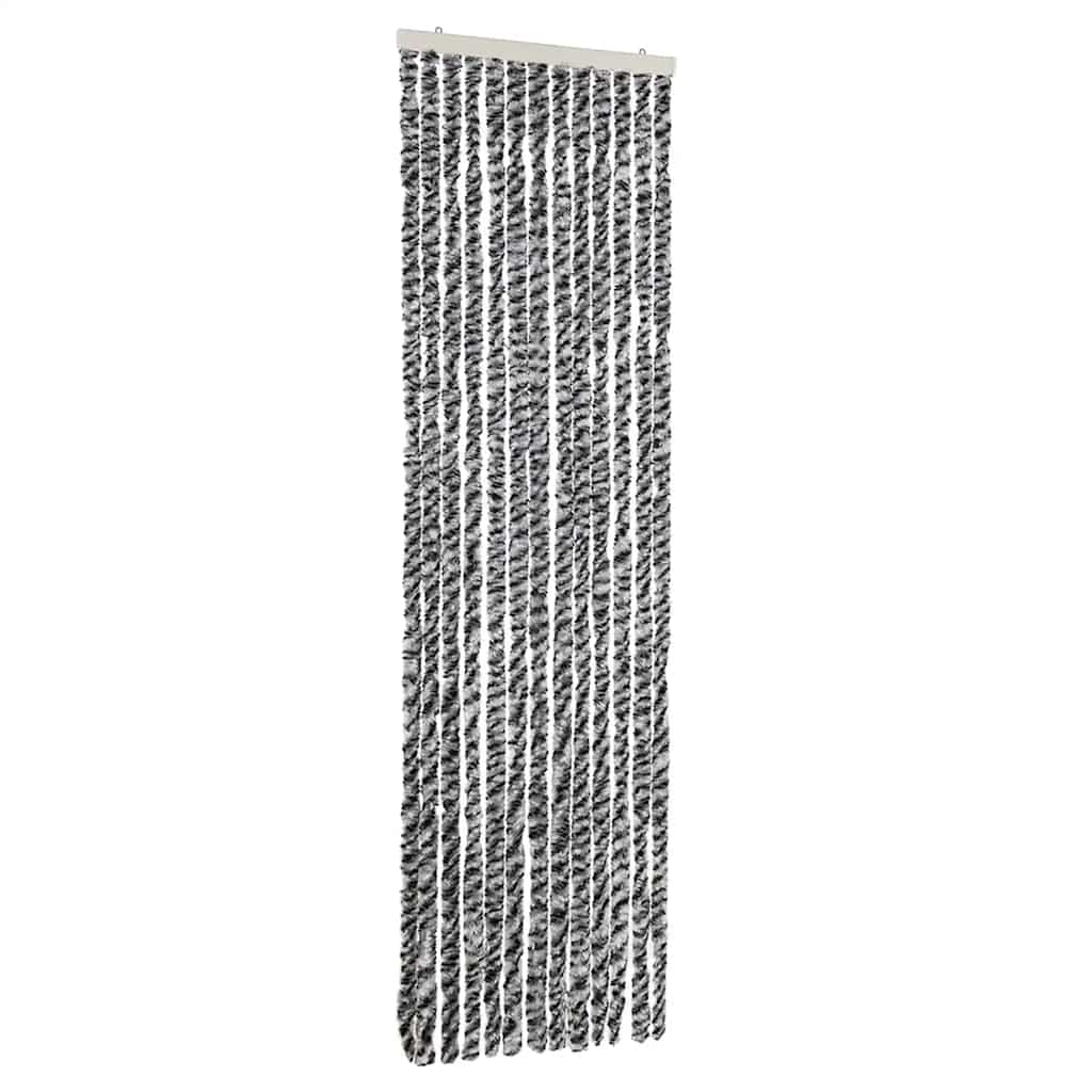 flueforhæng 56x200 cm chenille sort og hvid