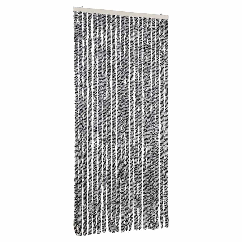 flueforhæng 90x200 cm chenille grå + sort og hvid