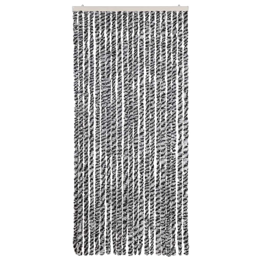 flueforhæng 90x200 cm chenille grå + sort og hvid