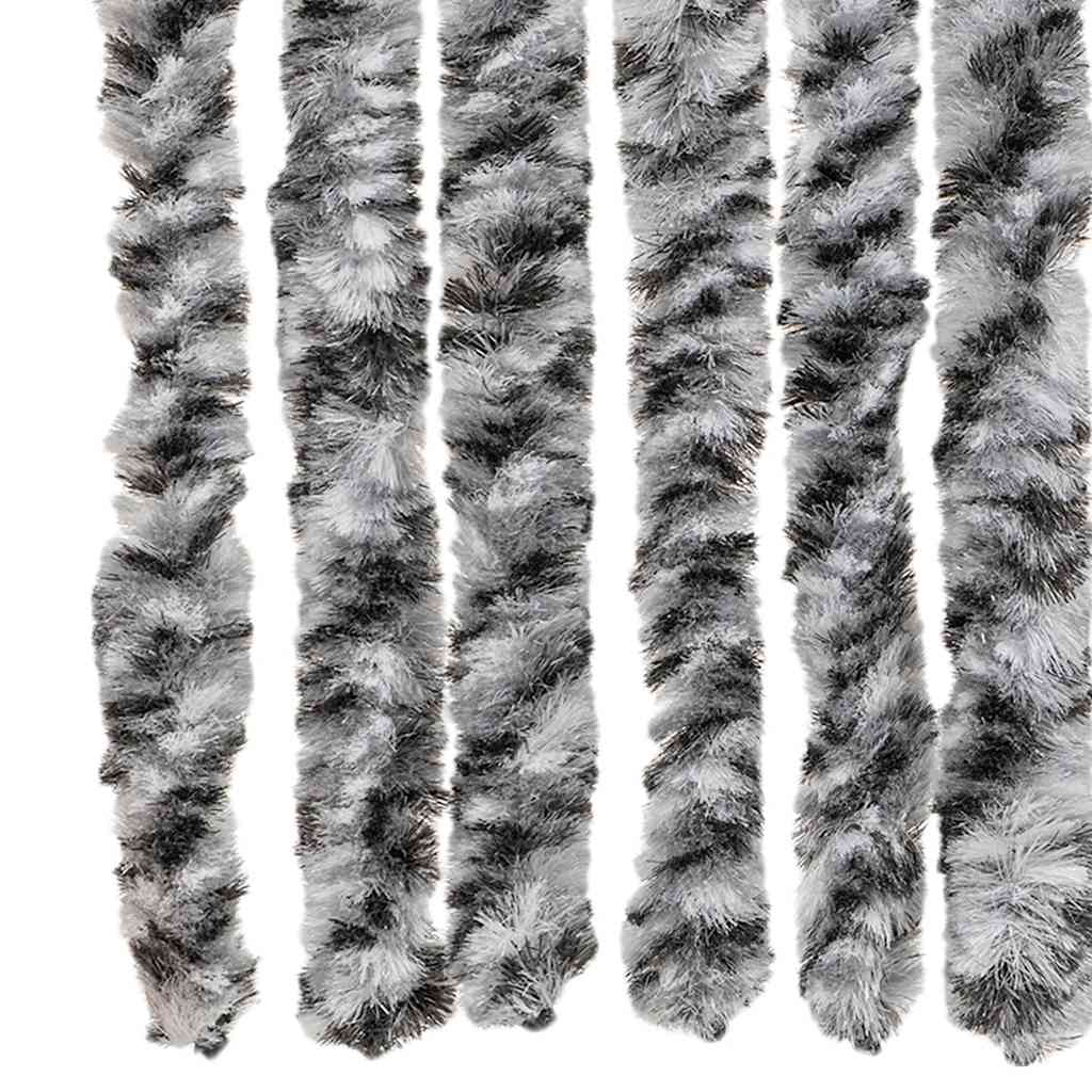 flueforhæng 90x200 cm chenille grå + sort og hvid