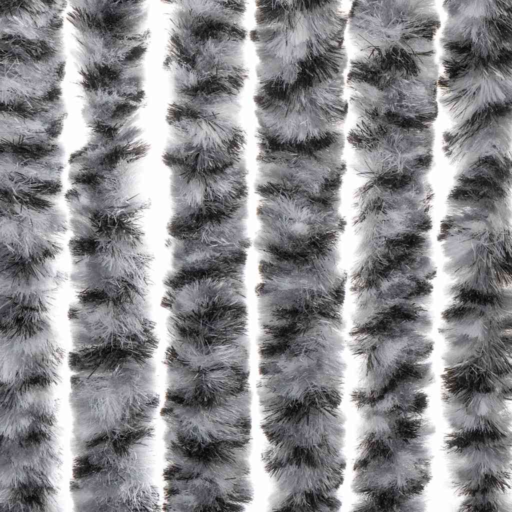 flueforhæng 90x200 cm chenille grå + sort og hvid