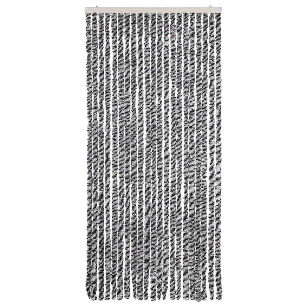 flueforhæng 90x220 cm chenille grå + sort og hvid