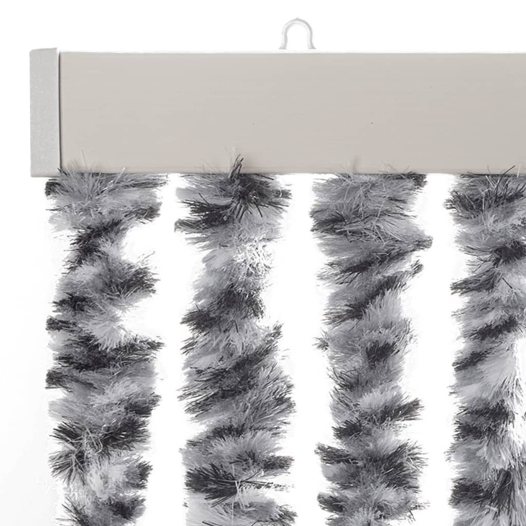 flueforhæng 90x220 cm chenille grå + sort og hvid