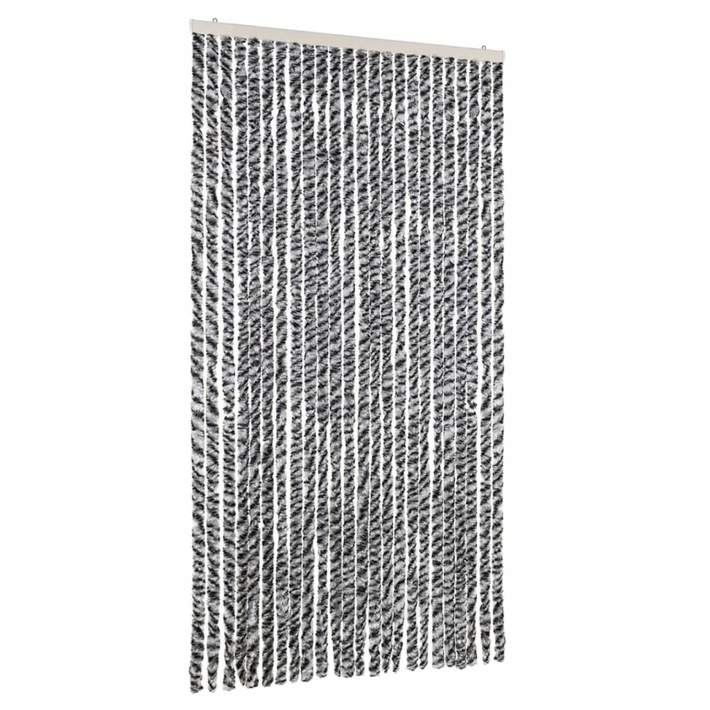flueforhæng 100x200 cm chenille grå + sort og hvid