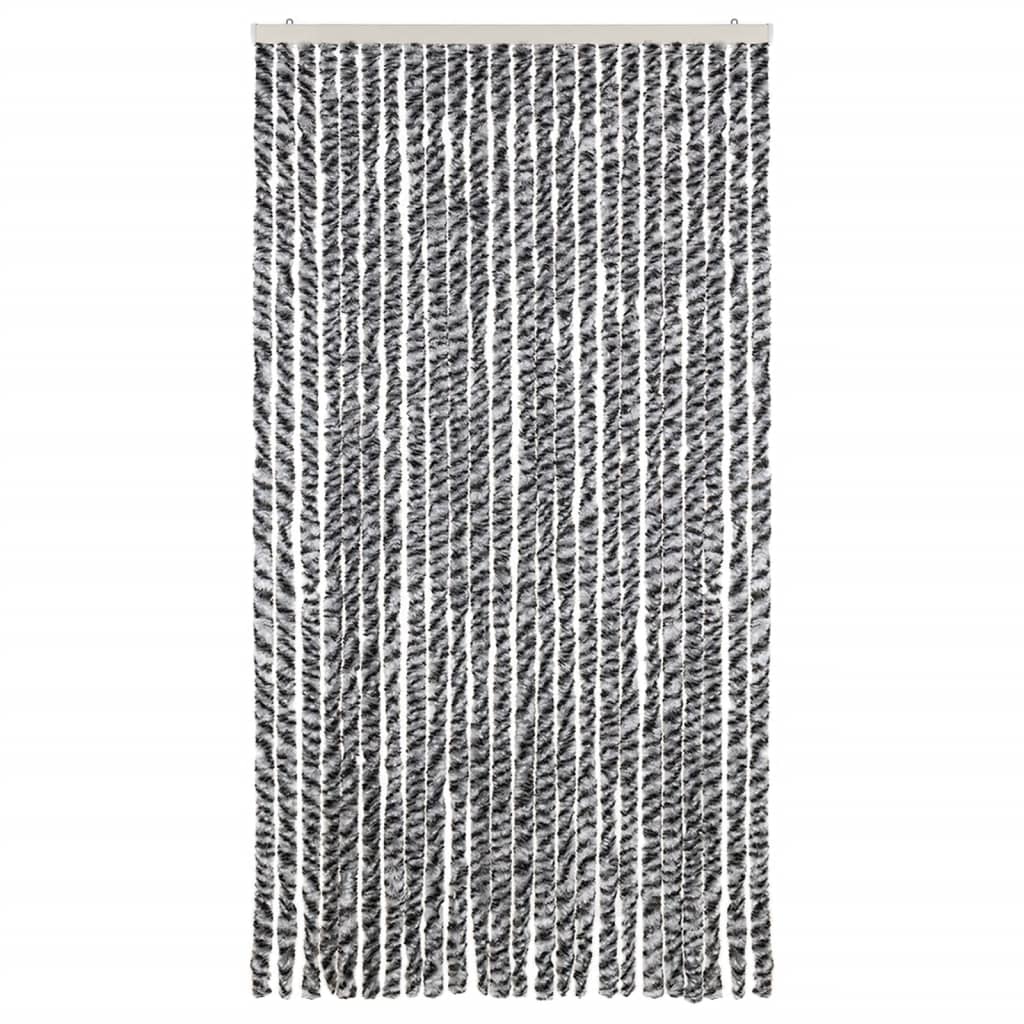 flueforhæng 100x200 cm chenille grå + sort og hvid