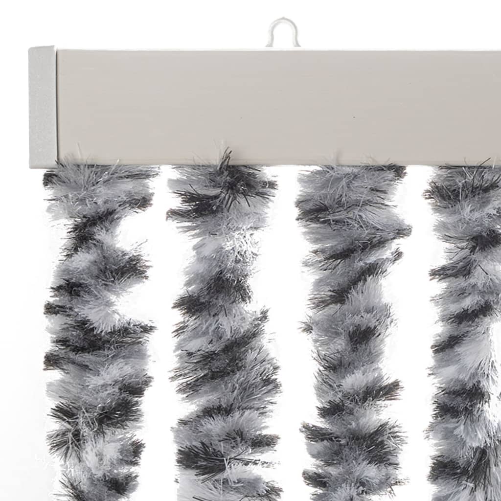flueforhæng 100x200 cm chenille grå + sort og hvid