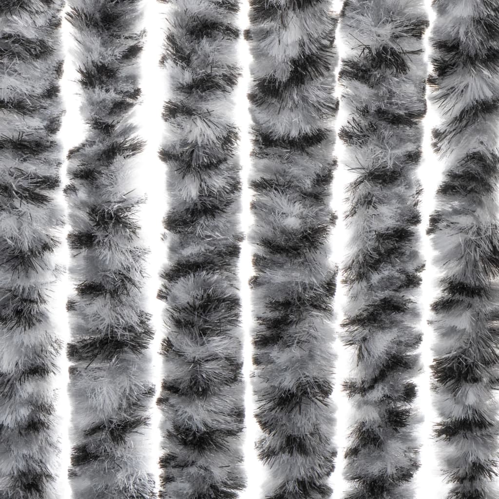 flueforhæng 100x200 cm chenille grå + sort og hvid