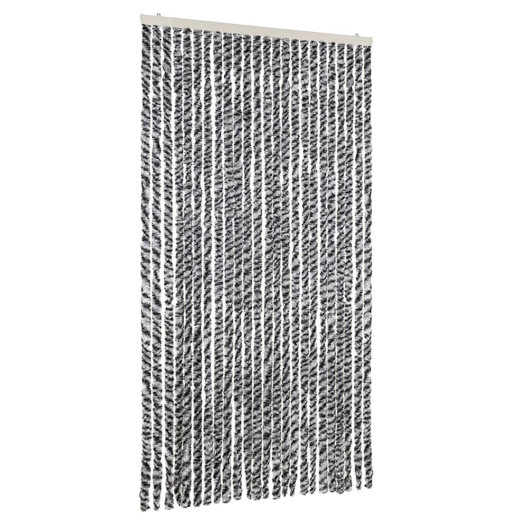 flueforhæng 100x220 cm chenille grå + sort og hvid