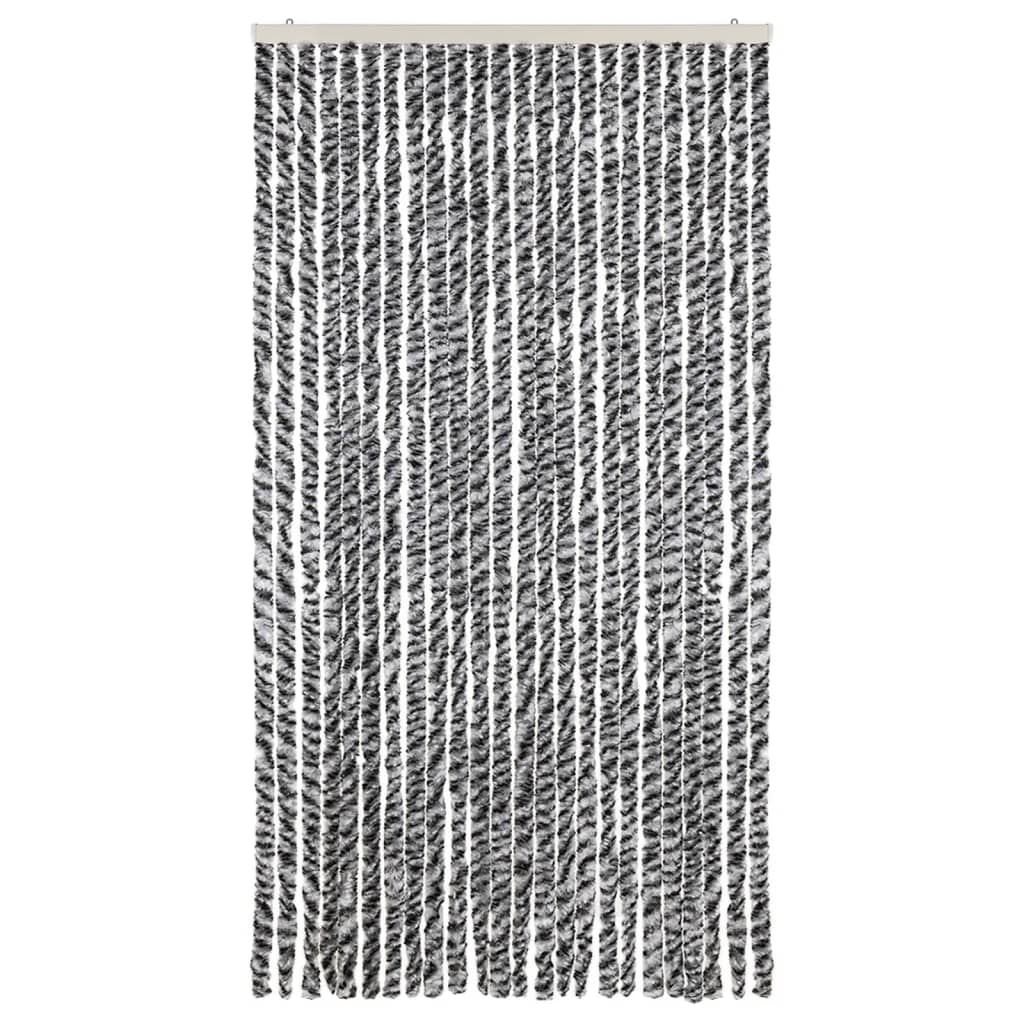 flueforhæng 100x220 cm chenille grå + sort og hvid
