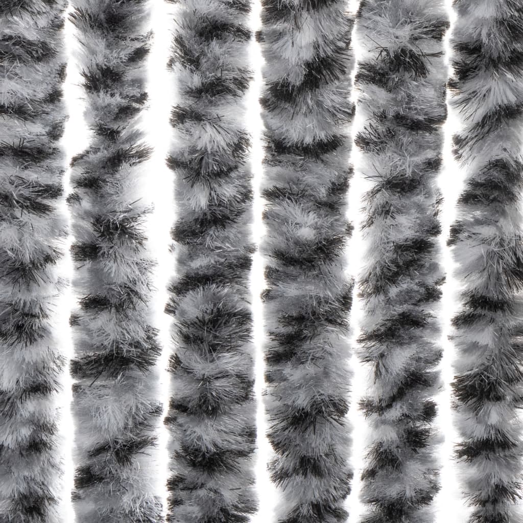 flueforhæng 100x220 cm chenille grå + sort og hvid