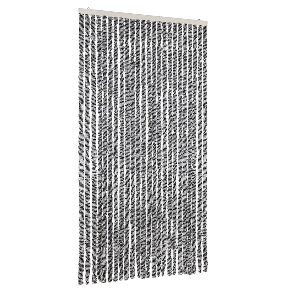 flueforhæng 100x230 cm chenille grå + sort og hvid