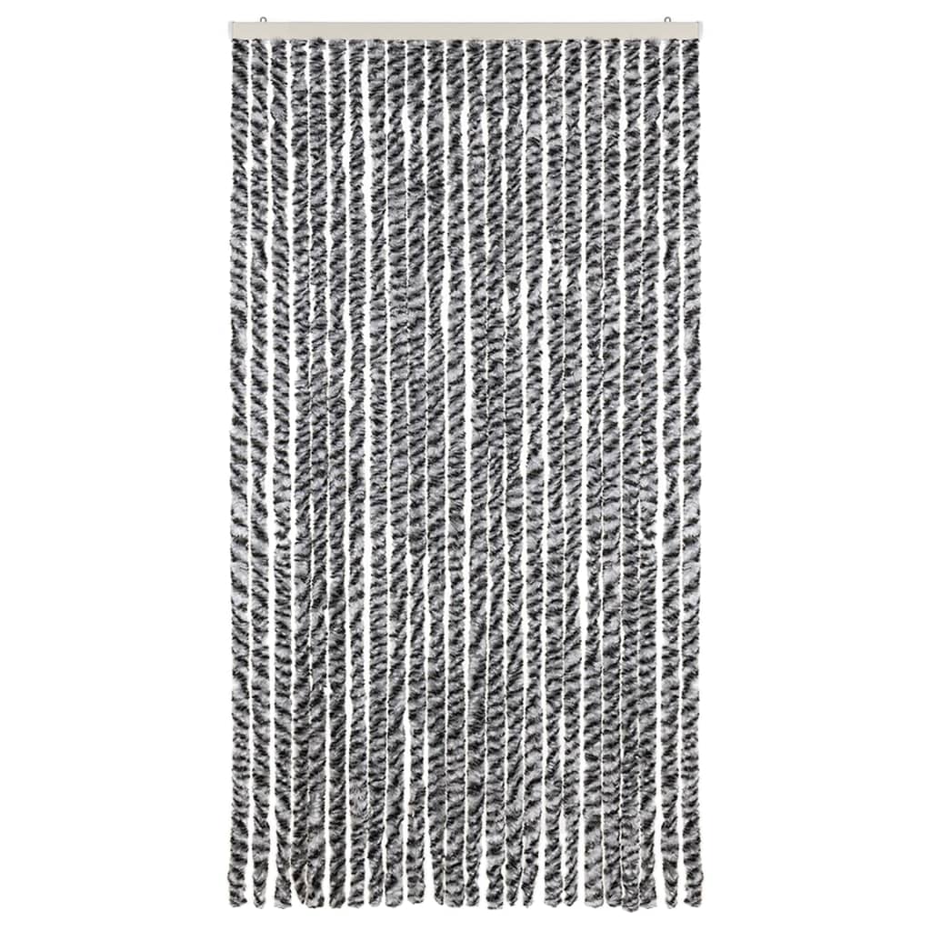 flueforhæng 100x230 cm chenille grå + sort og hvid