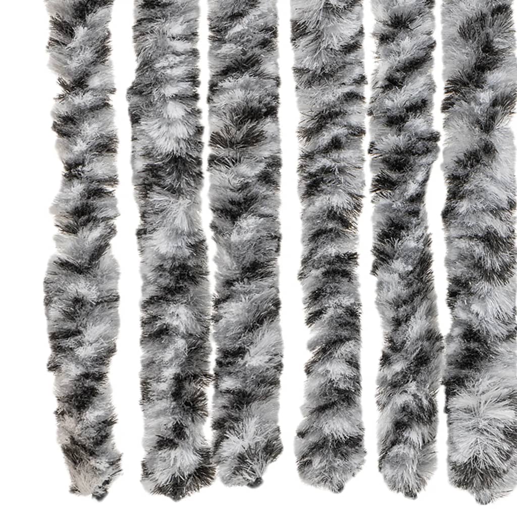 flueforhæng 100x230 cm chenille grå + sort og hvid