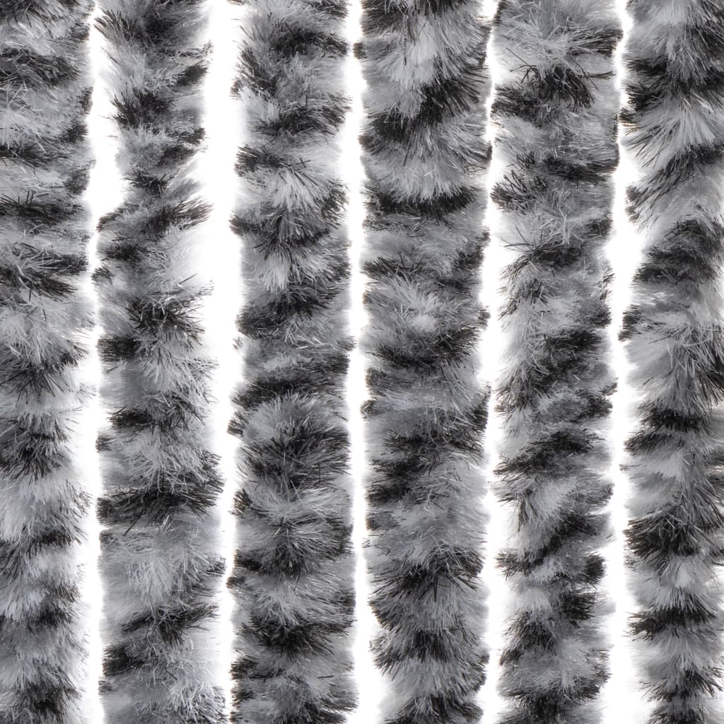 flueforhæng 100x230 cm chenille grå + sort og hvid