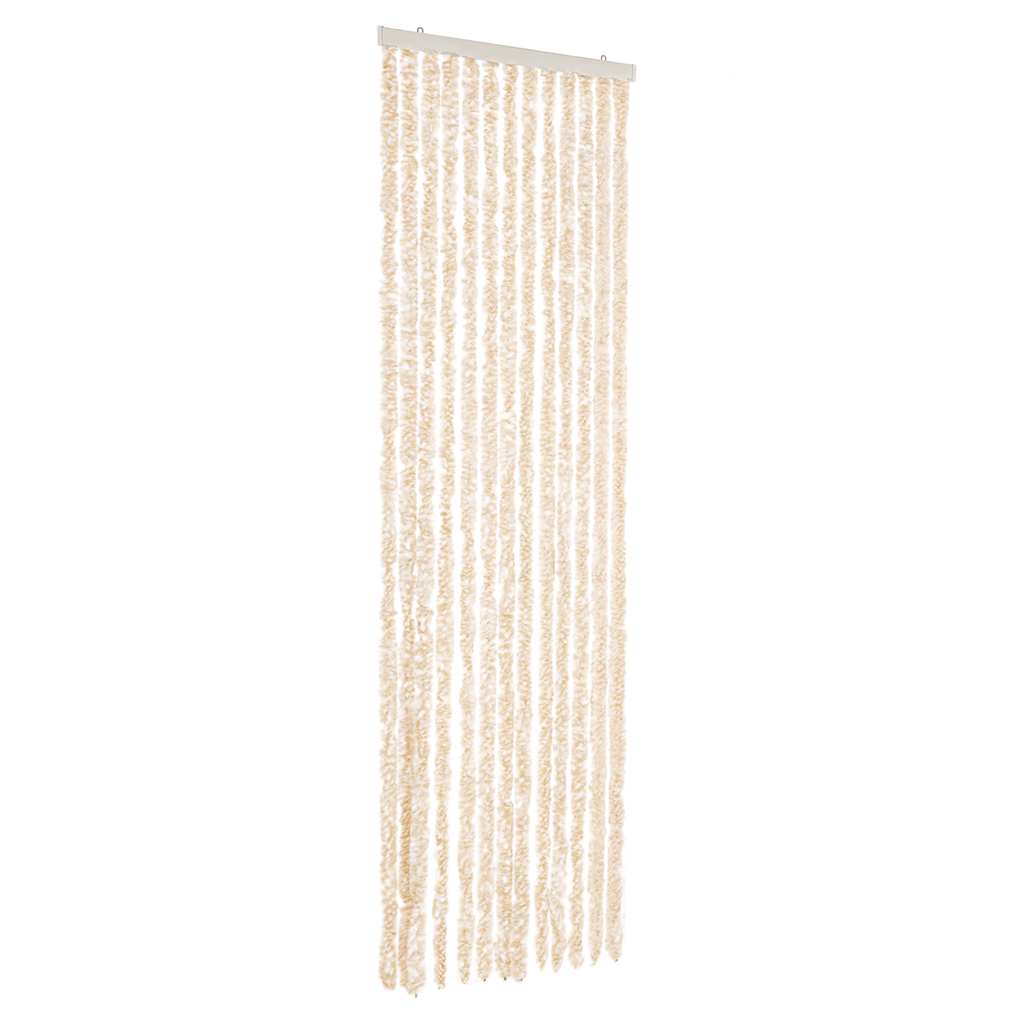 flueforhæng 56x200 cm chenille beige og hvid