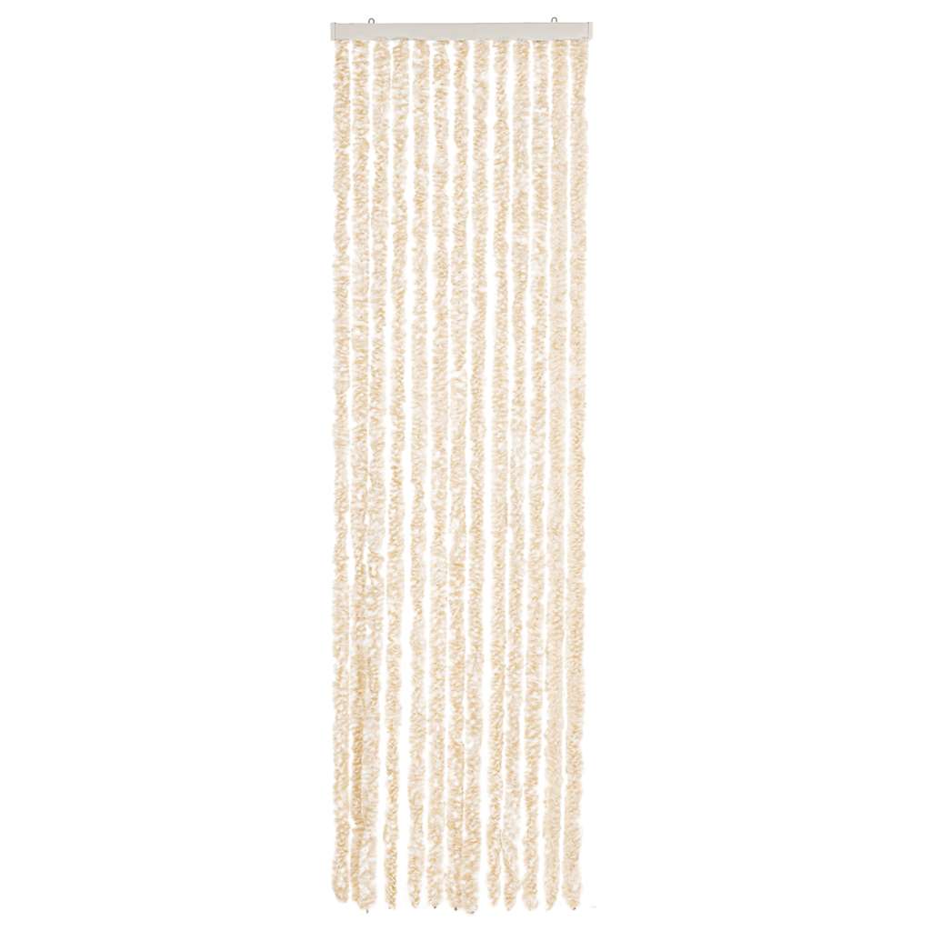 flueforhæng 56x200 cm chenille beige og hvid