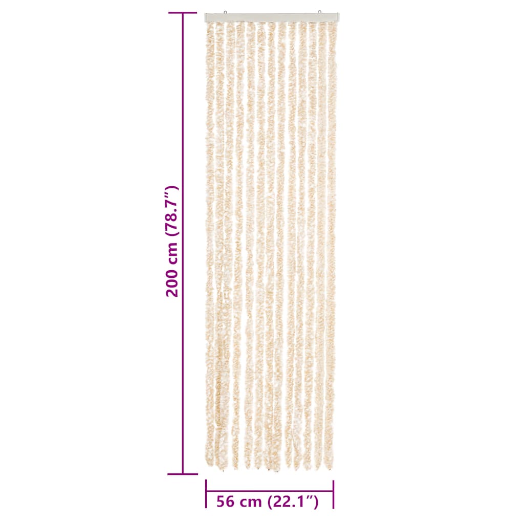 flueforhæng 56x200 cm chenille beige og hvid