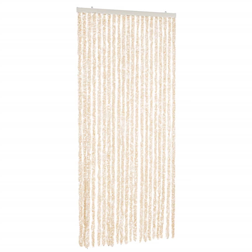 flueforhæng 90x200 cm chenille beige og hvid
