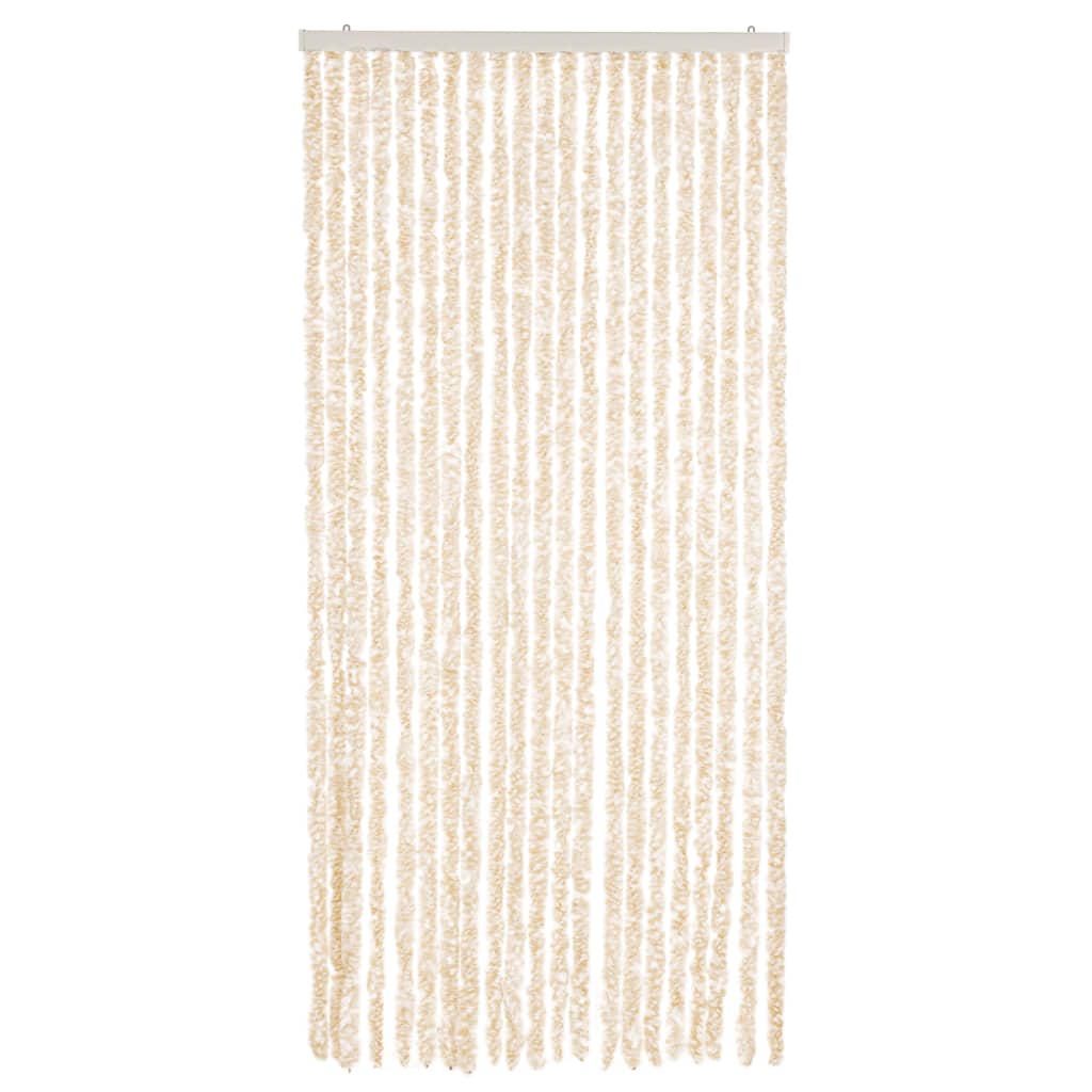 flueforhæng 90x200 cm chenille beige og hvid