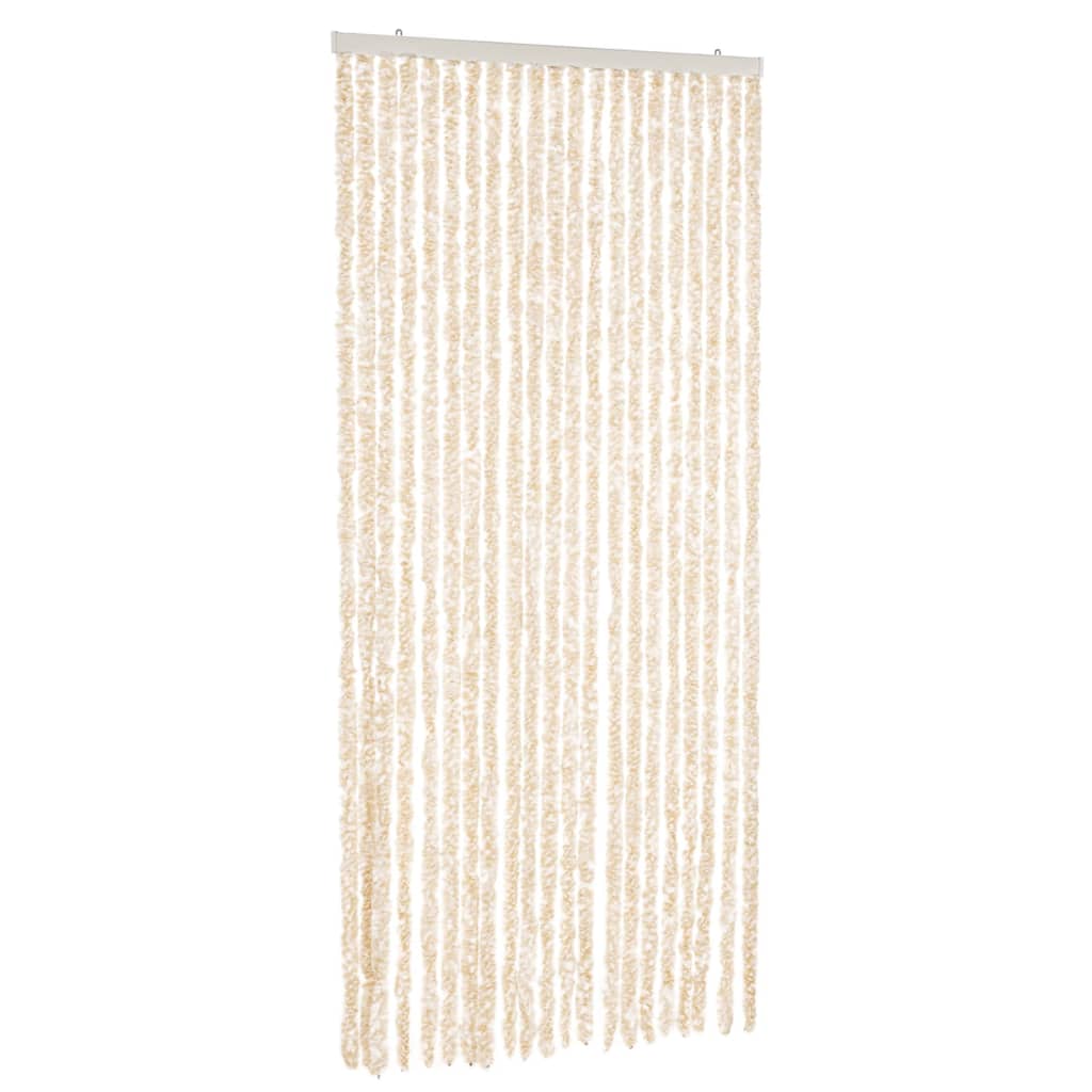 flueforhæng 90x220 cm chenille beige og hvid