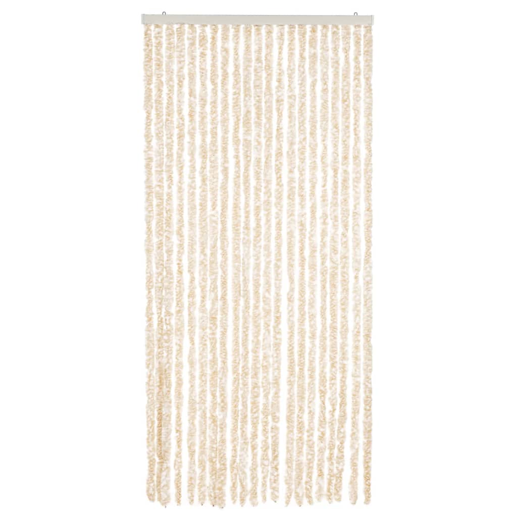 flueforhæng 90x220 cm chenille beige og hvid