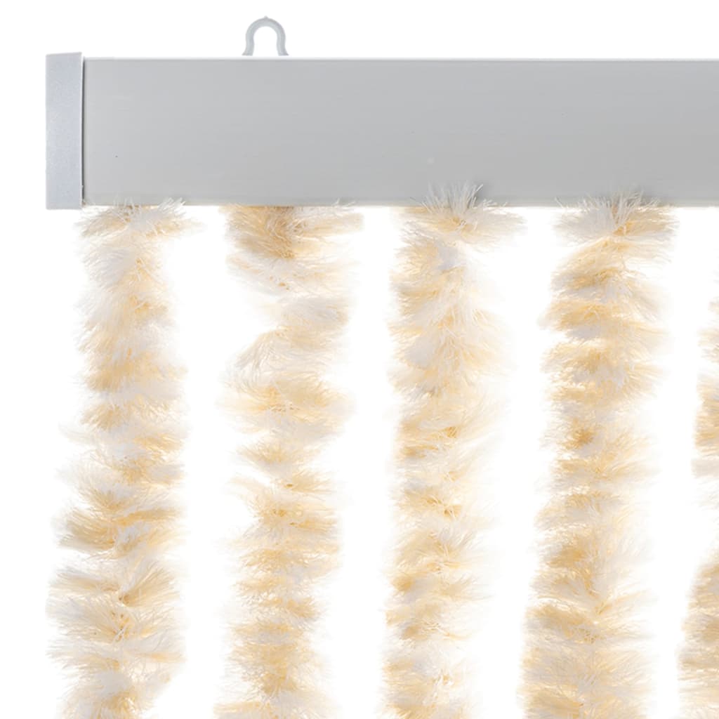 flueforhæng 90x220 cm chenille beige og hvid