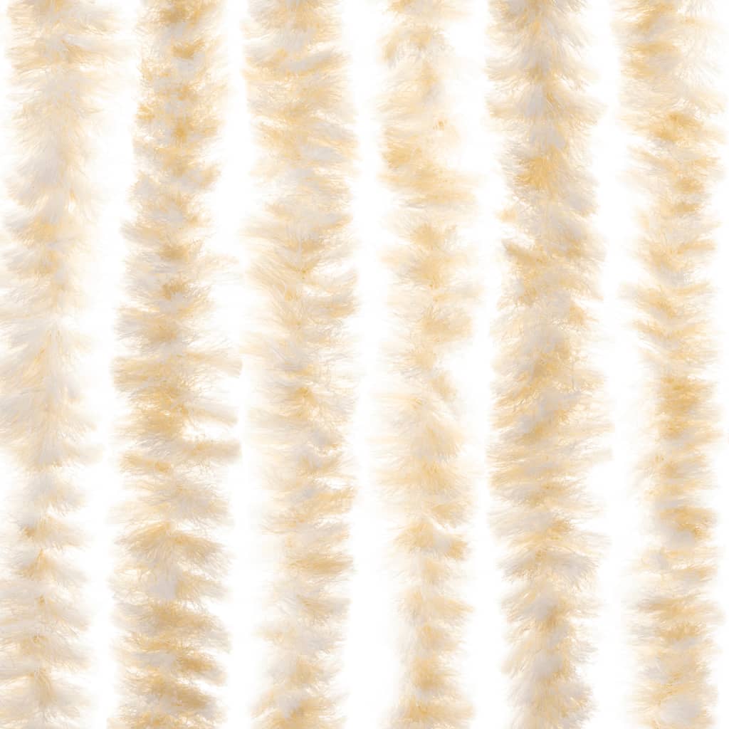 flueforhæng 90x220 cm chenille beige og hvid