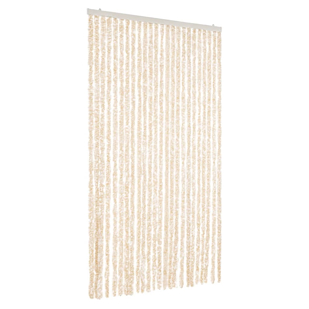 flueforhæng 100x200 cm chenille beige og hvid
