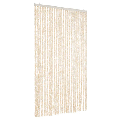 flueforhæng 100x200 cm chenille beige og hvid