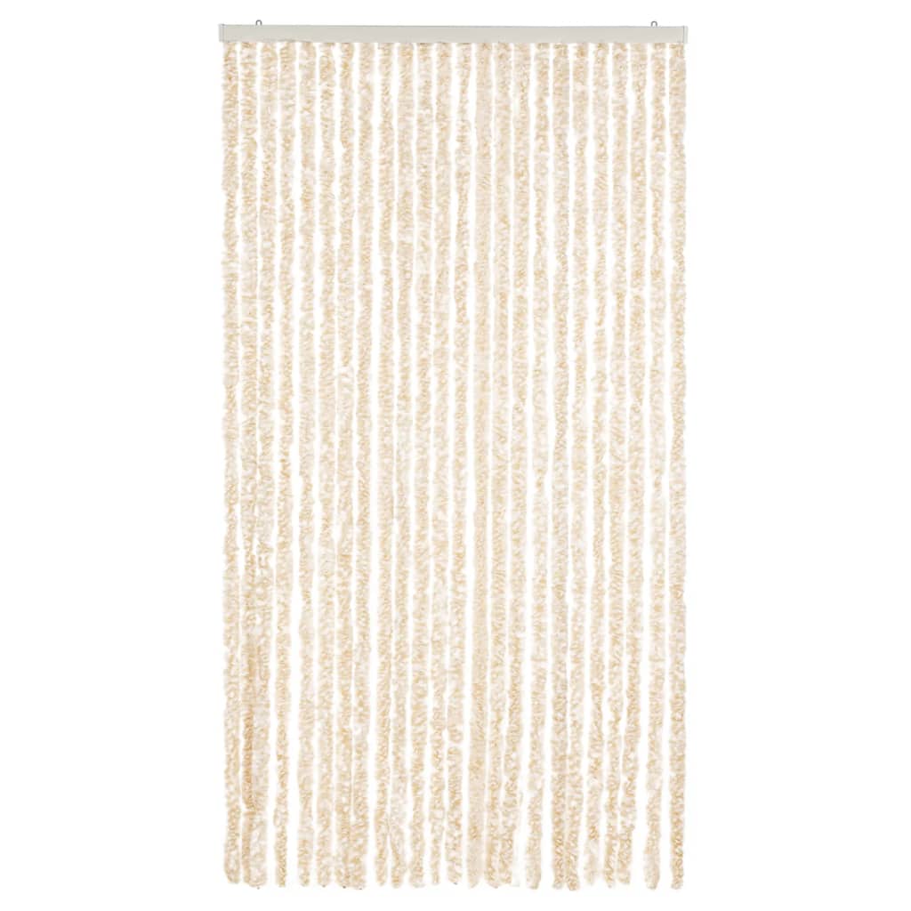 flueforhæng 100x200 cm chenille beige og hvid