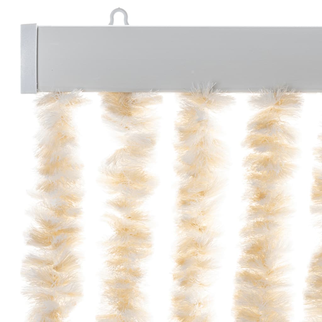 flueforhæng 100x200 cm chenille beige og hvid